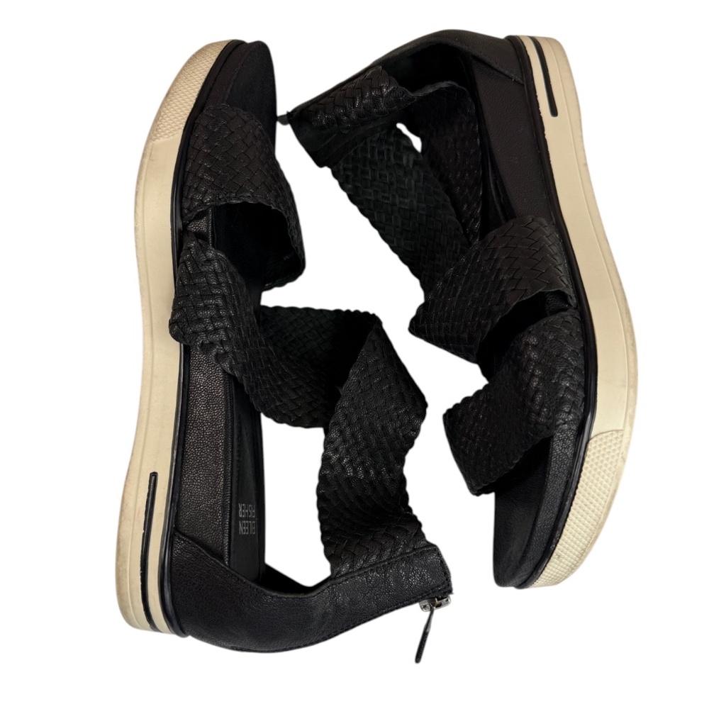 Eileen Fisher Sport Woven Leather Platform Sandal Sneakers Black Size 8 - Picture 3 of 13